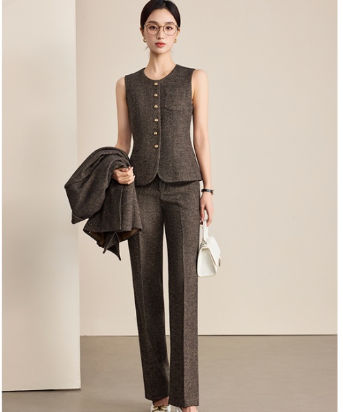 Simple suit pants waistcoat 3pcs set for women