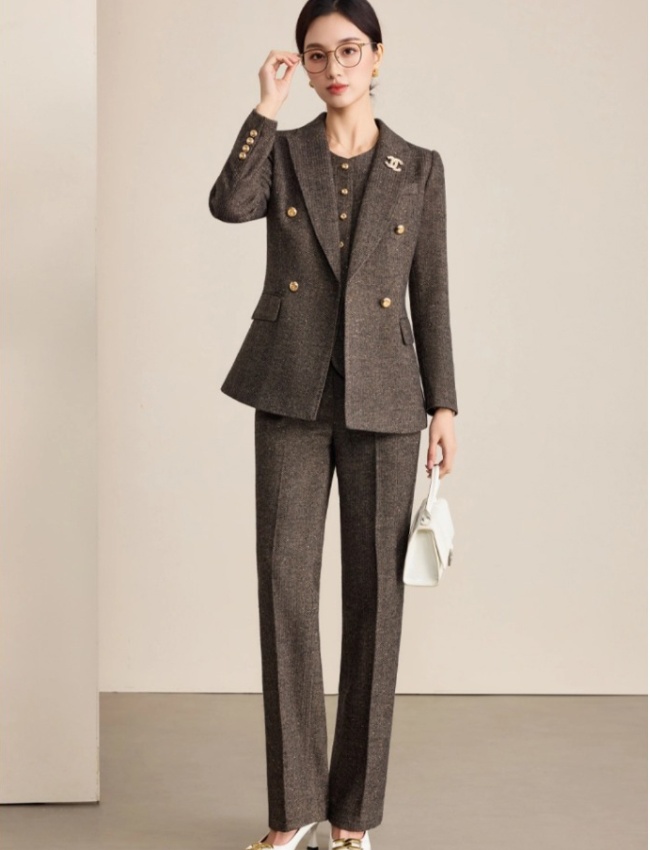 Simple suit pants waistcoat 3pcs set for women