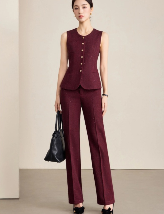 Simple suit pants waistcoat 3pcs set for women