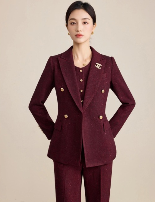 Simple suit pants waistcoat 3pcs set for women