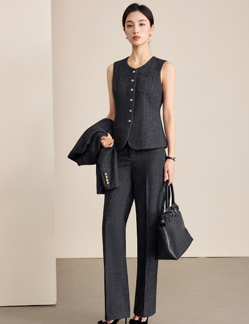 Simple suit pants waistcoat 3pcs set for women
