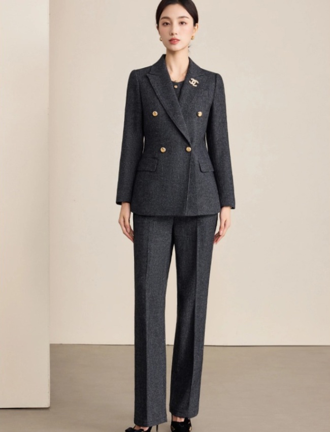 Simple suit pants waistcoat 3pcs set for women