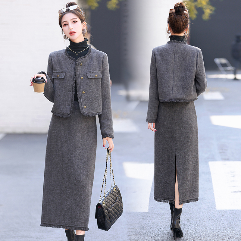 Plus cotton skirt business suit 2pcs set