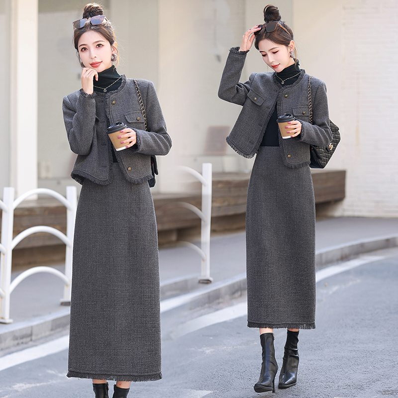 Plus cotton skirt business suit 2pcs set