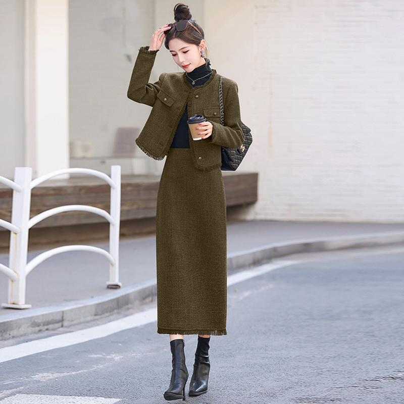 Plus cotton skirt business suit 2pcs set