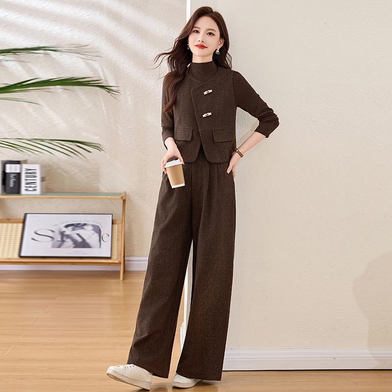 Slim temperament skirt spring waistcoat 3pcs set for women