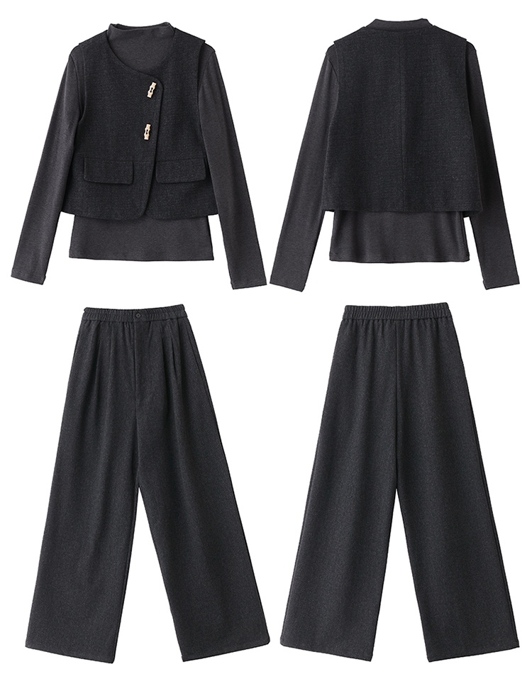 Slim temperament skirt spring waistcoat 3pcs set for women