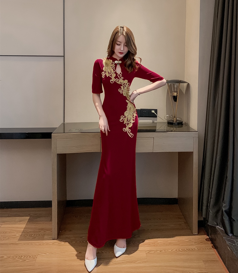Pinched waist dress refinement cheongsam