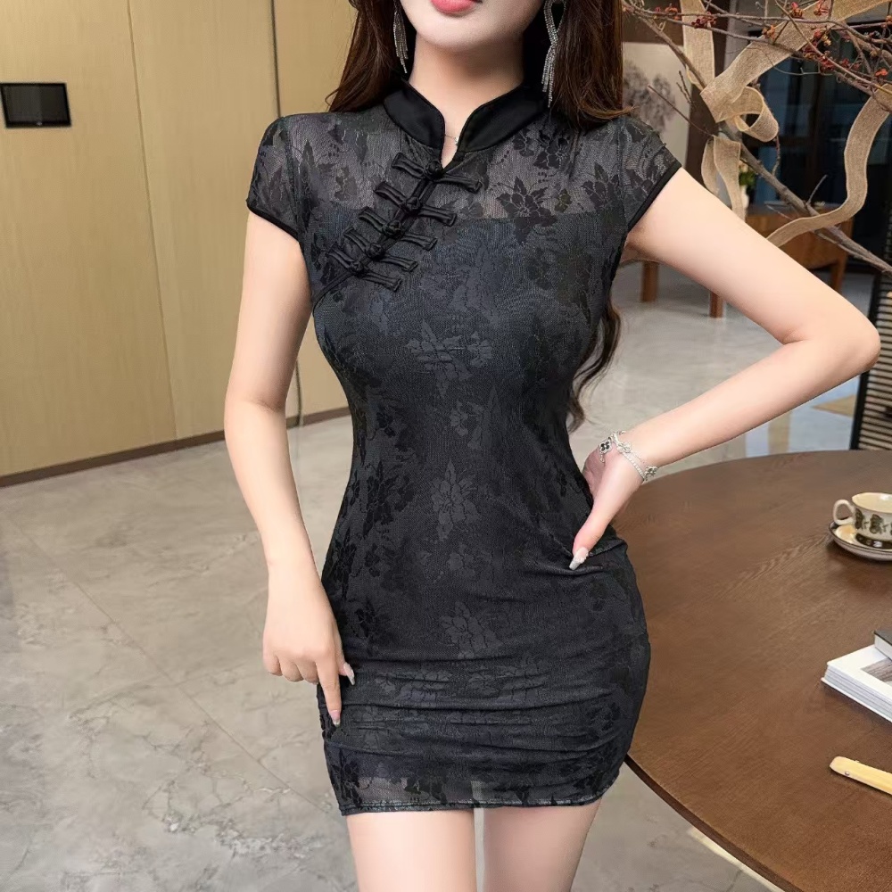 Slim retro Pseudo-two cheongsam summer sexy dress