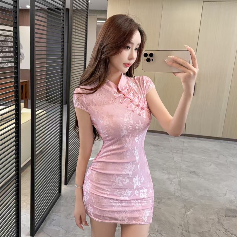 Slim retro Pseudo-two cheongsam summer sexy dress
