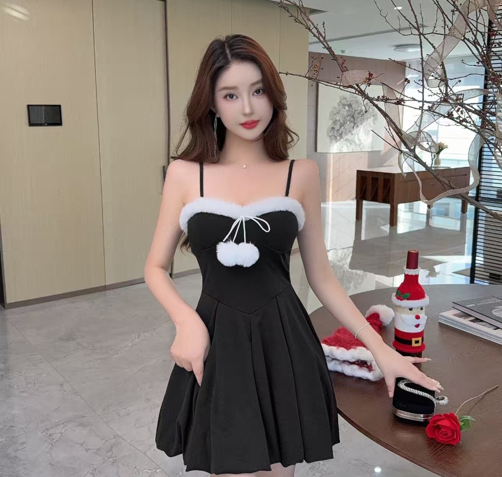 Plush low-cut dress bottoming Sexy underwear