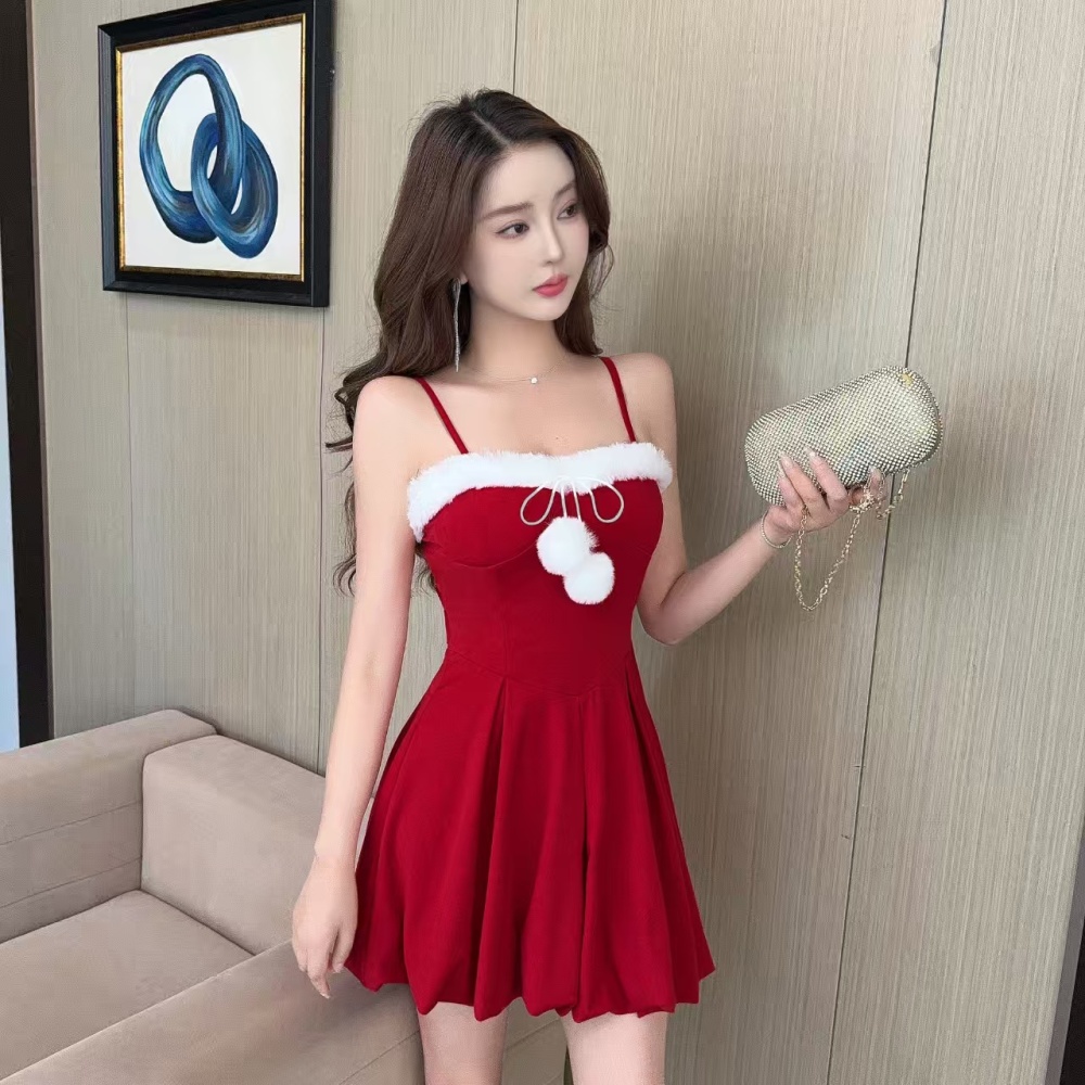 Plush low-cut dress bottoming Sexy underwear