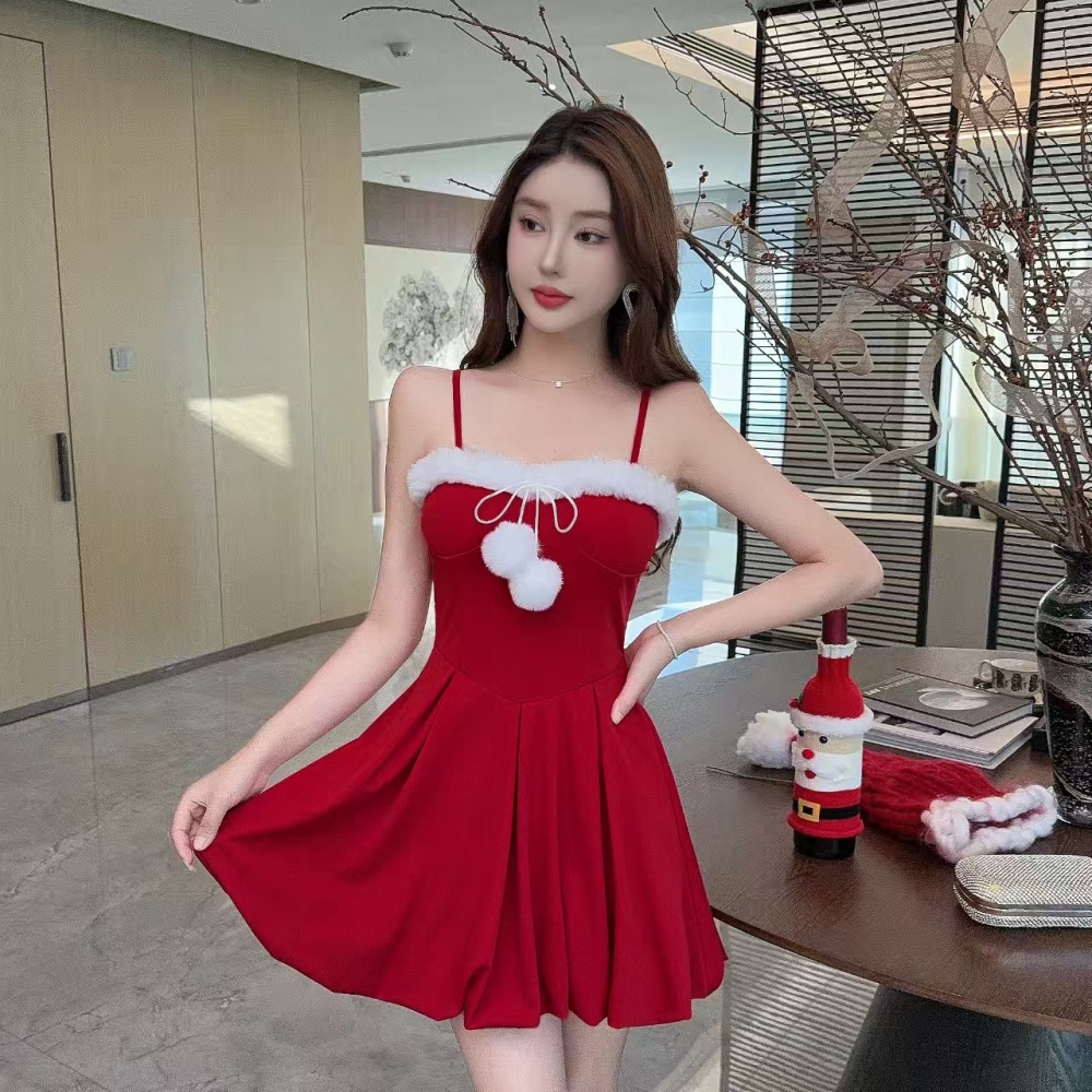 Plush low-cut dress bottoming Sexy underwear