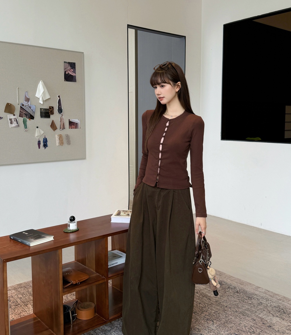 Long sleeve T-shirt Pseudo-two bottoming shirt for women