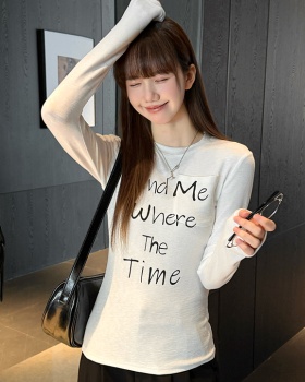 Round neck long sleeve T-shirt slim tops for women