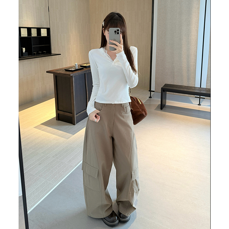 White bottoming shirt lace T-shirt for women