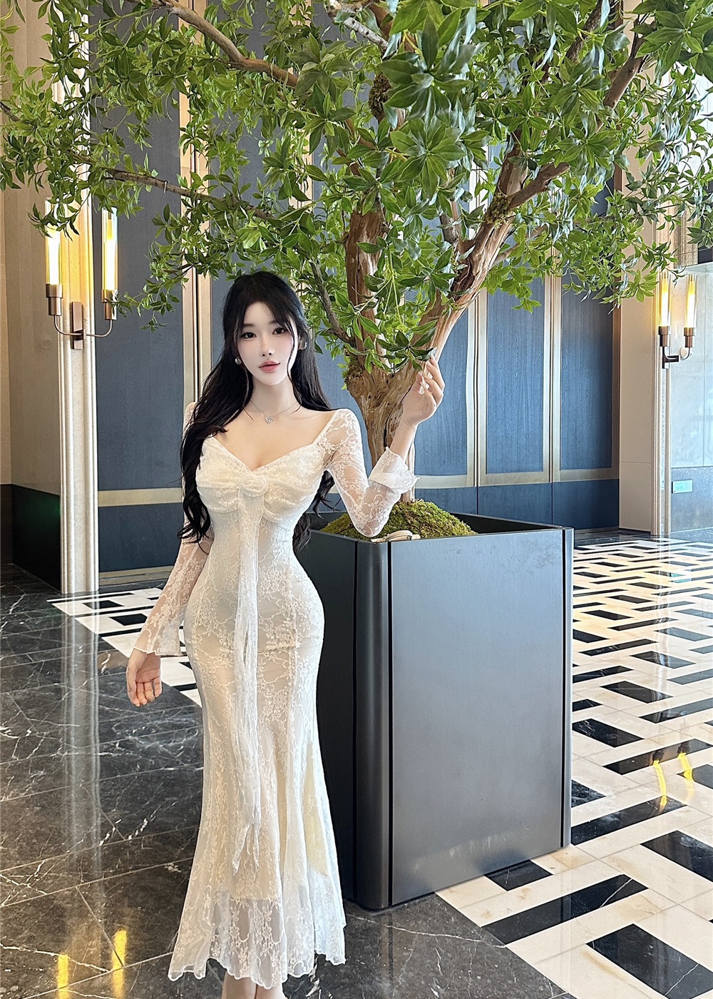 Mermaid long dress lace formal dress for women