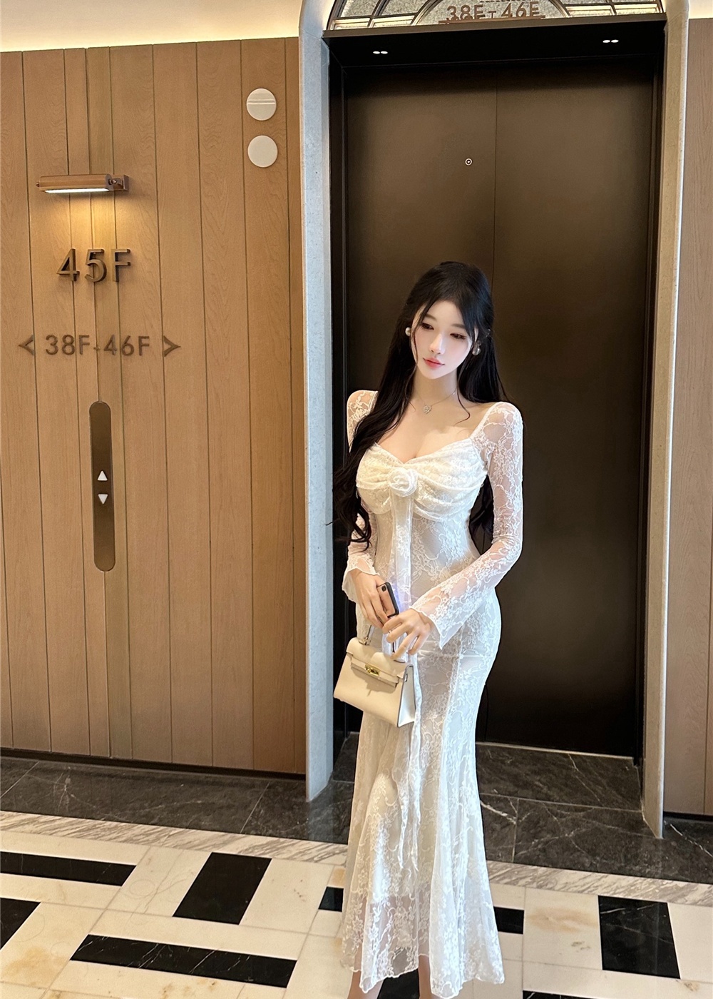 Mermaid long dress lace formal dress for women