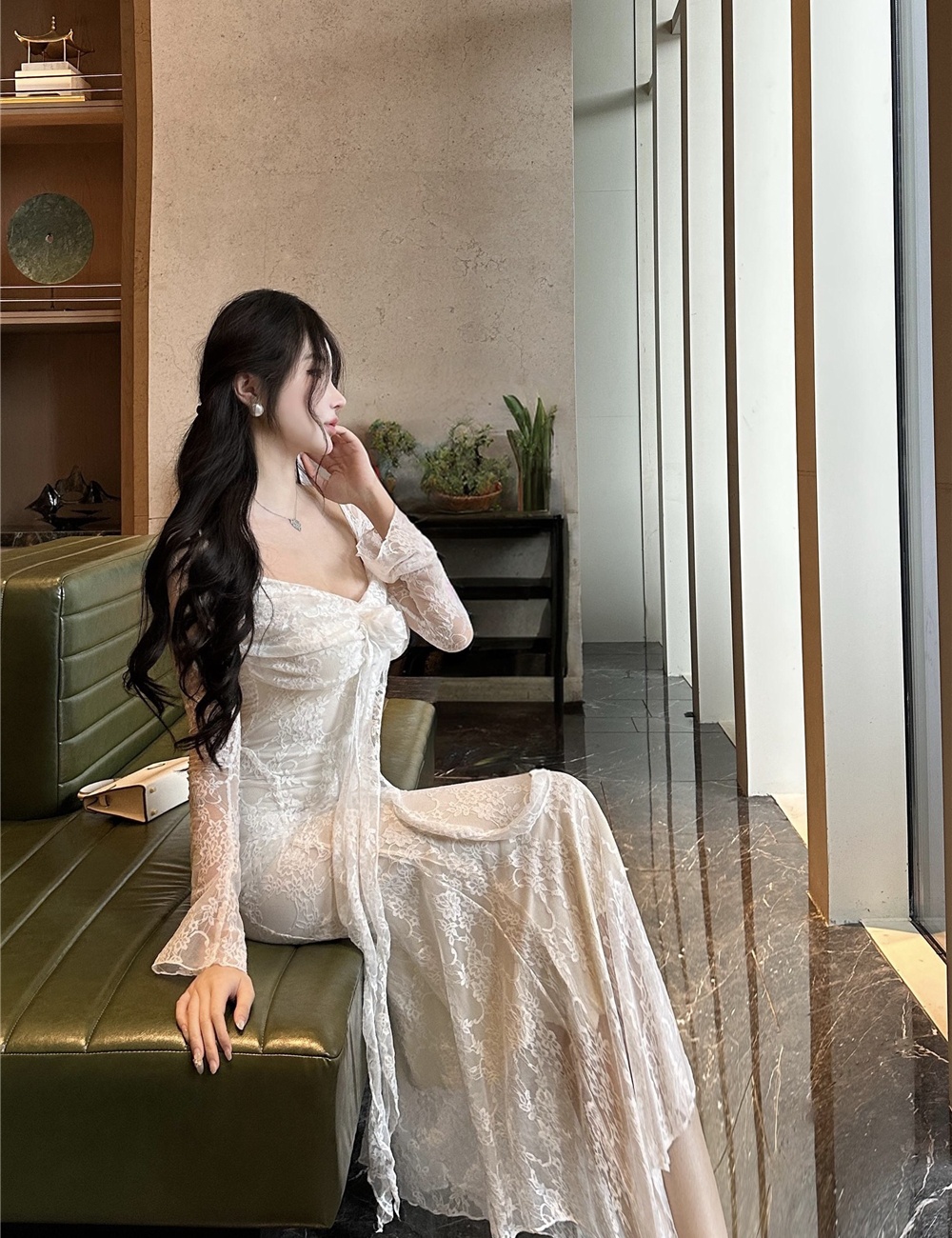 Mermaid long dress lace formal dress for women