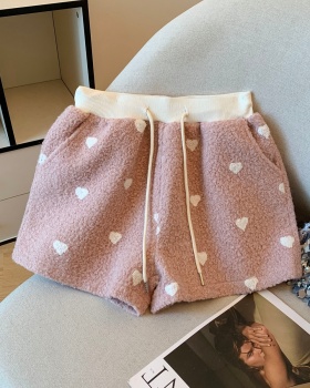 Plush thermal boots pants slim A-line shorts for women