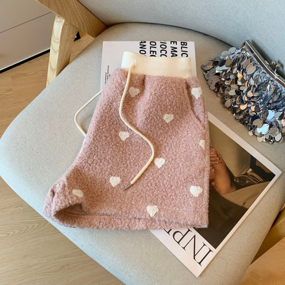 Plush thermal boots pants slim A-line shorts for women