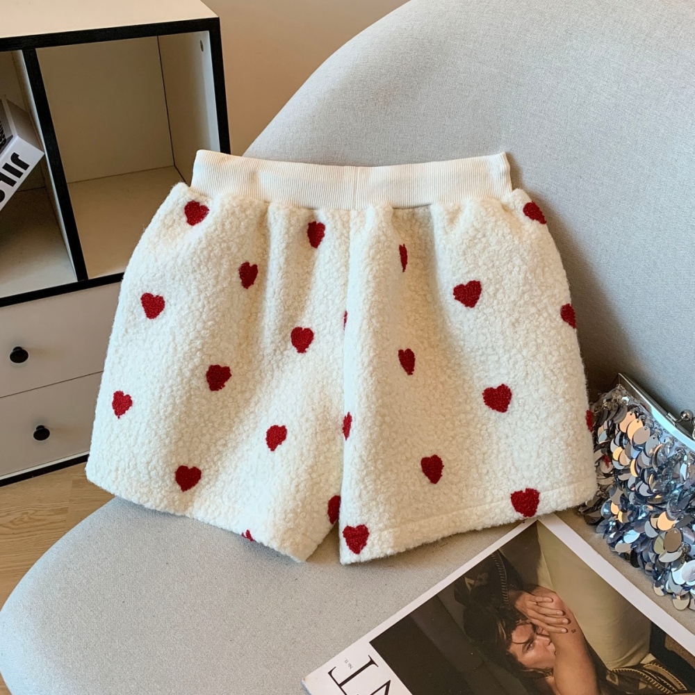 Plush thermal boots pants slim A-line shorts for women