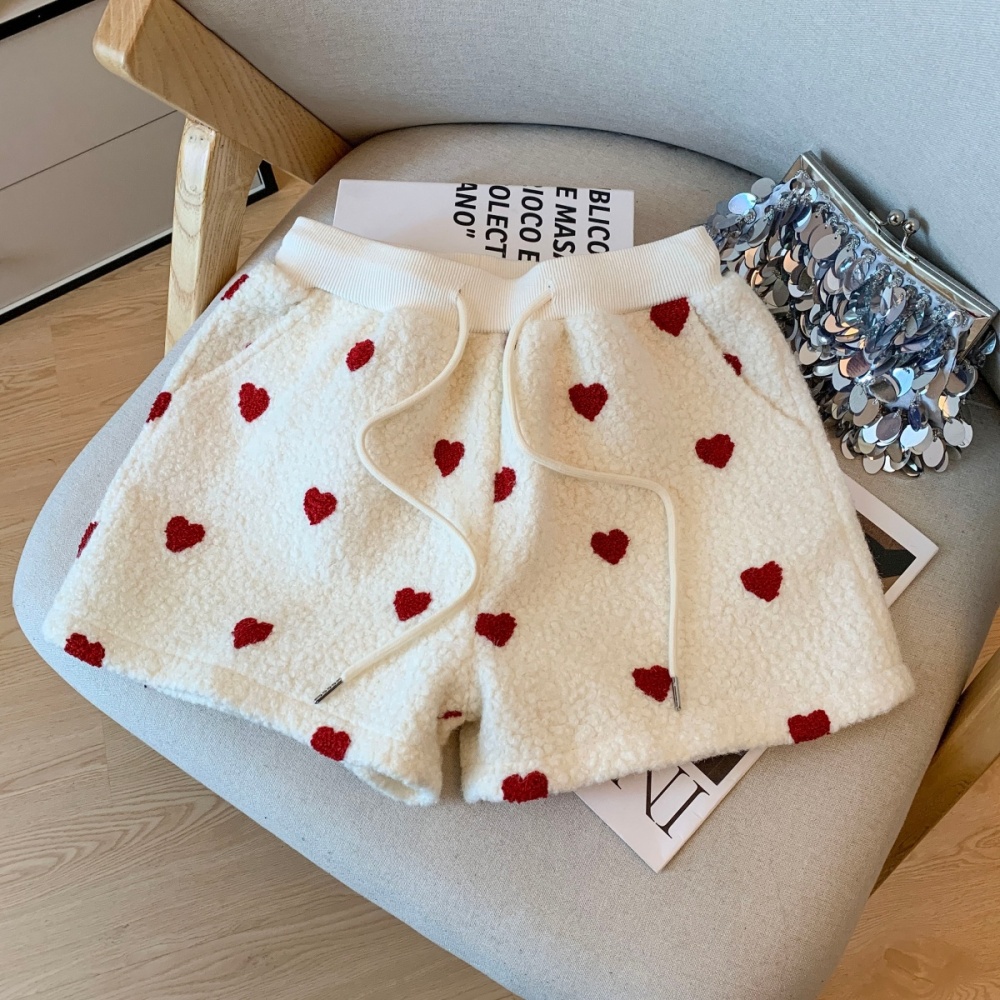 Plush thermal boots pants slim A-line shorts for women