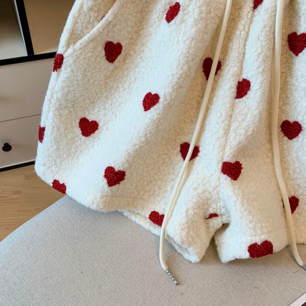 Plush thermal boots pants slim A-line shorts for women