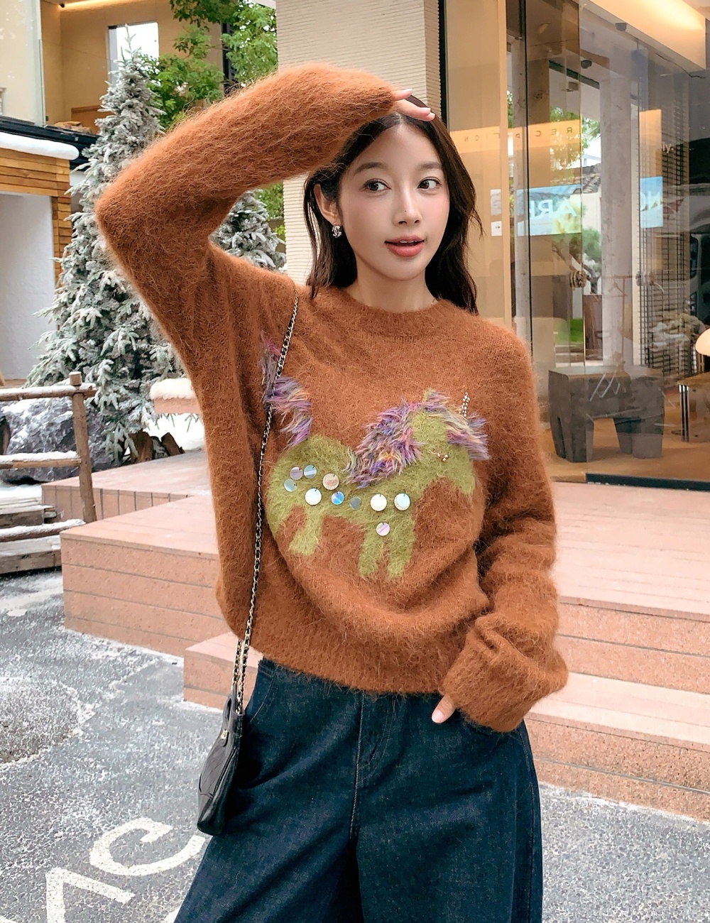 Winter pony inside the ride sweater for women