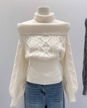 Short long sleeve sweater pinched waist tops for women