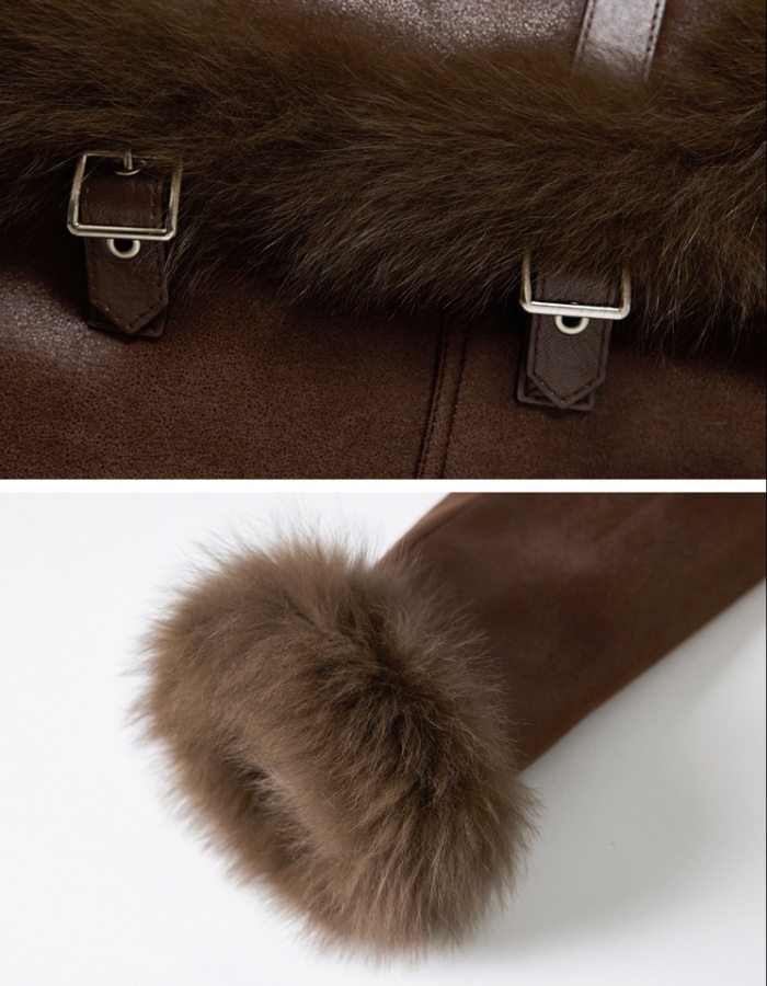 Winter suede down coat splice fur coat for women