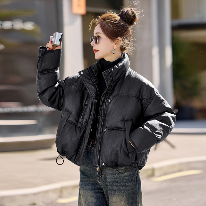Short duck down bread clothing fashion PU down coat