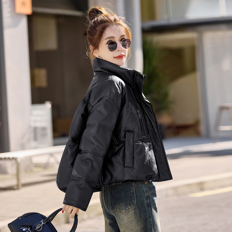 Short duck down bread clothing fashion PU down coat