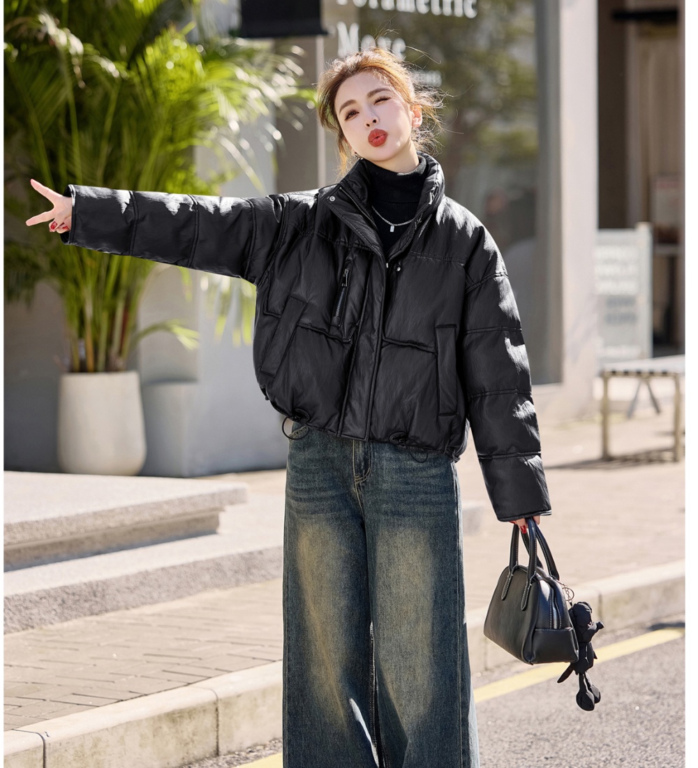 Short duck down bread clothing fashion PU down coat