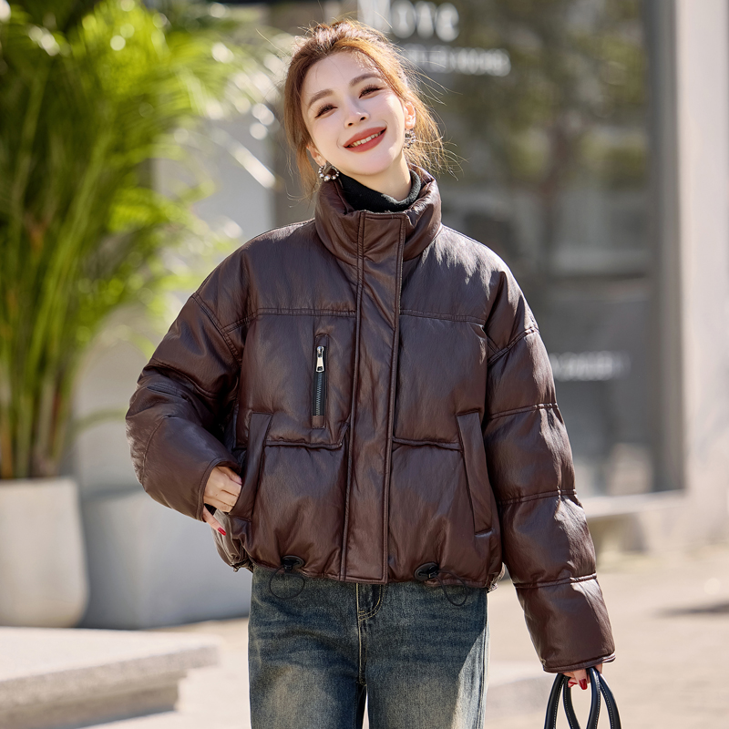Short duck down bread clothing fashion PU down coat