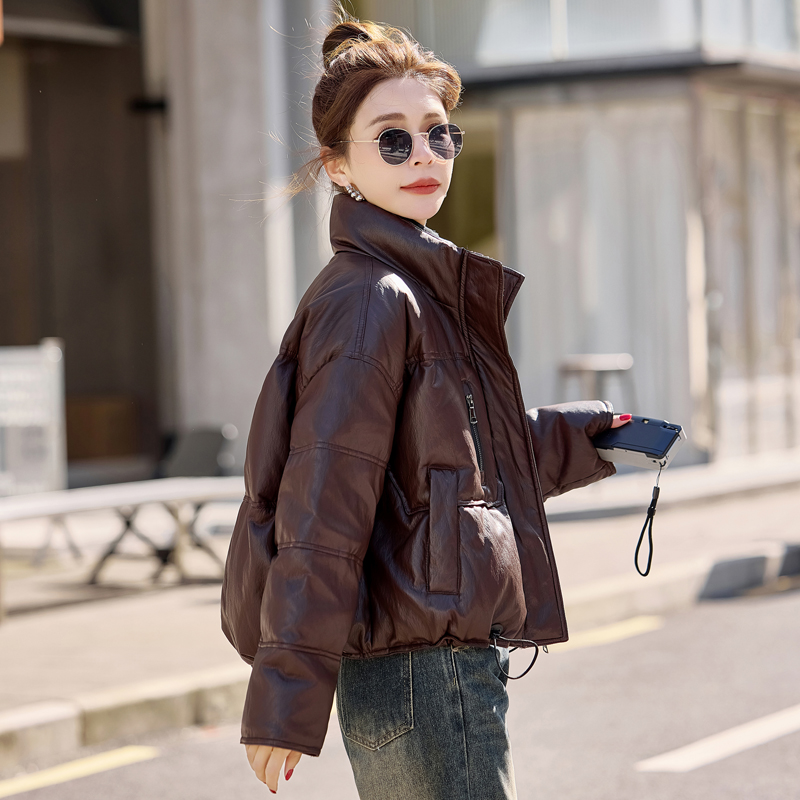 Short duck down bread clothing fashion PU down coat