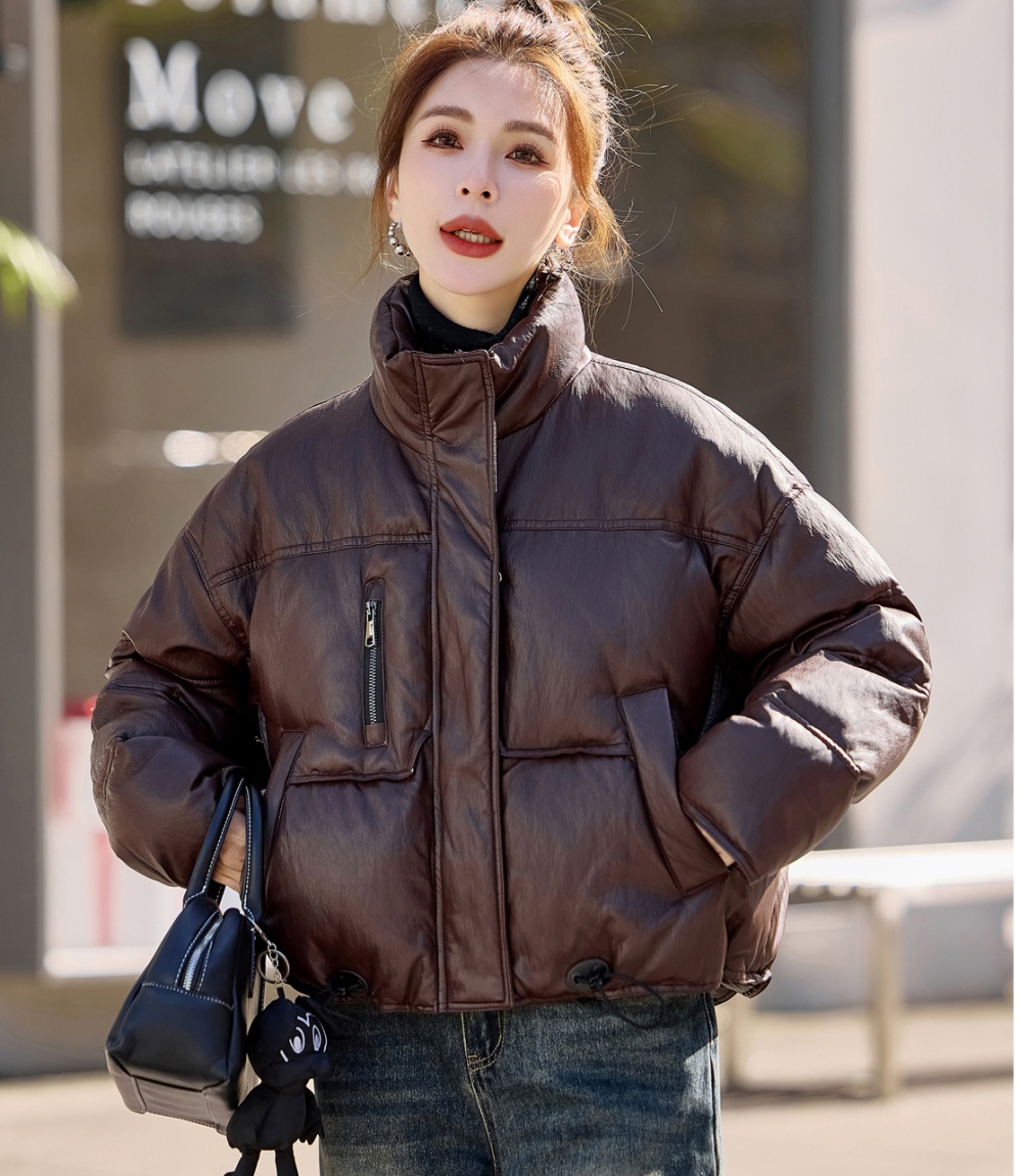 Short duck down bread clothing fashion PU down coat