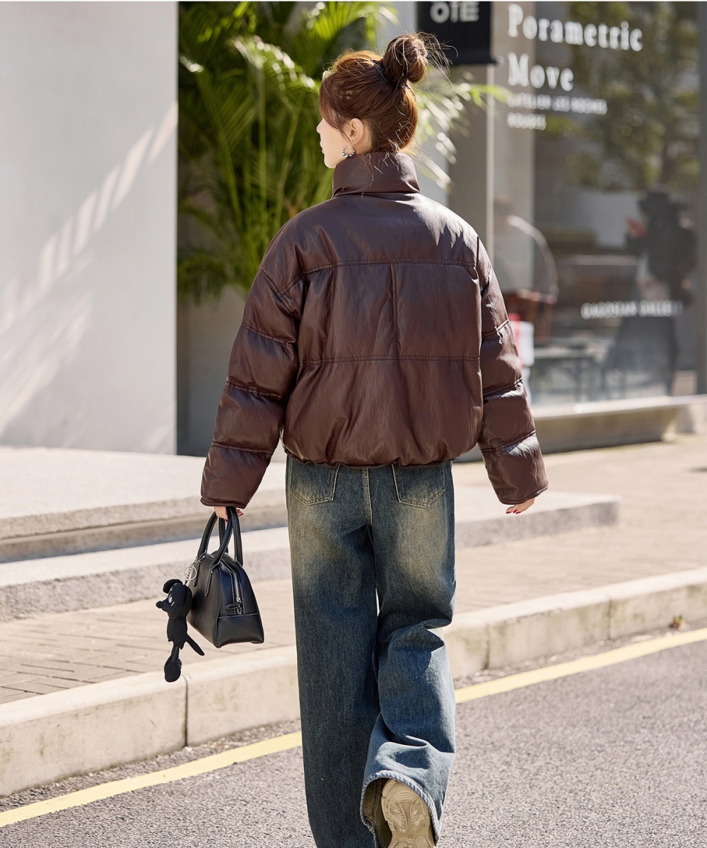 Short duck down bread clothing fashion PU down coat