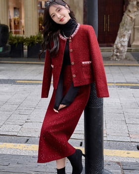 Bride long skirt rhinestone jacket 2pcs set