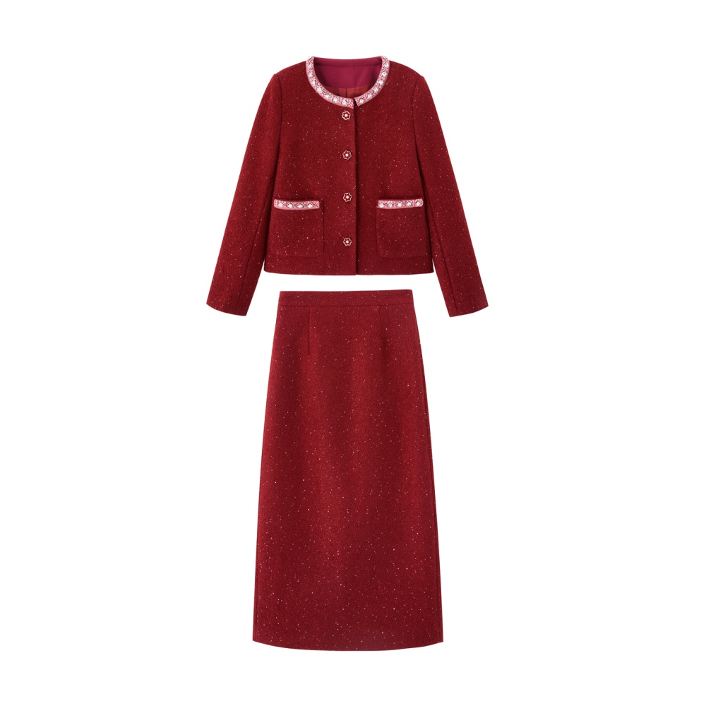 Bride long skirt rhinestone jacket 2pcs set