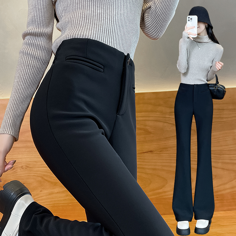 Black high waist flare pants micro speaker slim suit pants