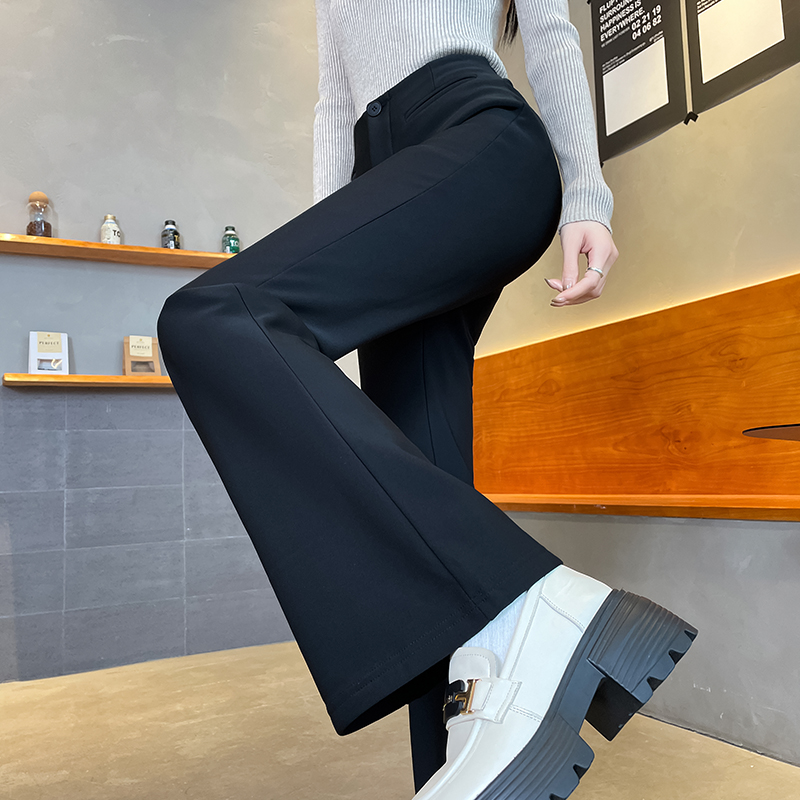 Black high waist flare pants micro speaker slim suit pants