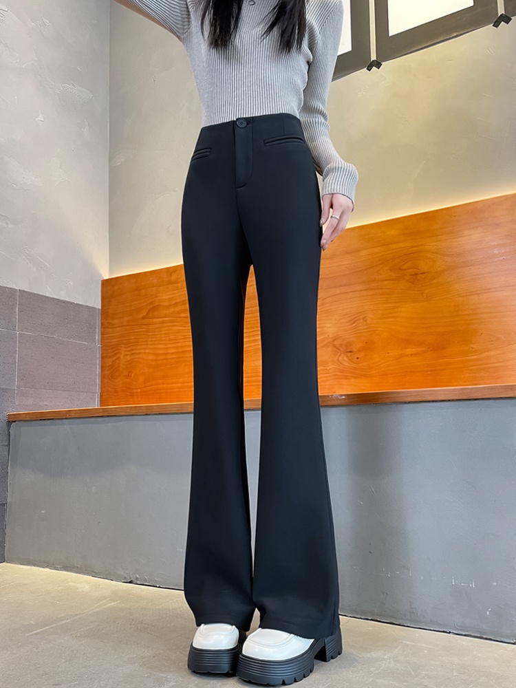 Black high waist flare pants micro speaker slim suit pants