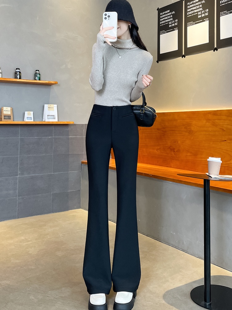 Black high waist flare pants micro speaker slim suit pants