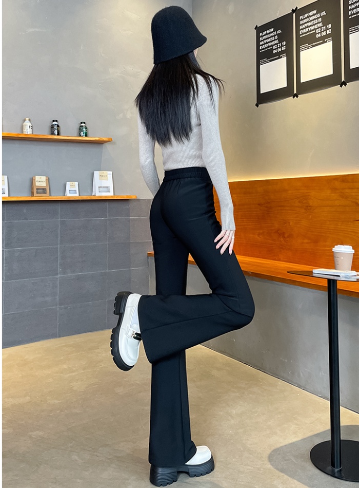 Black high waist flare pants micro speaker slim suit pants