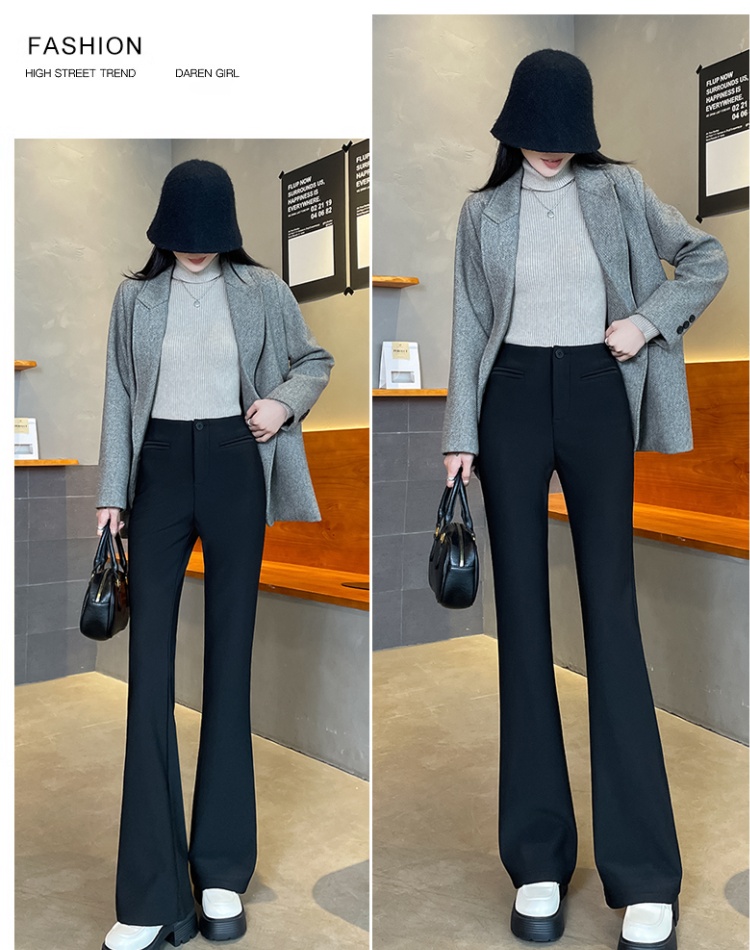 Black high waist flare pants micro speaker slim suit pants