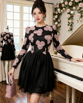 France style flowers formal dress stereoscopic dress