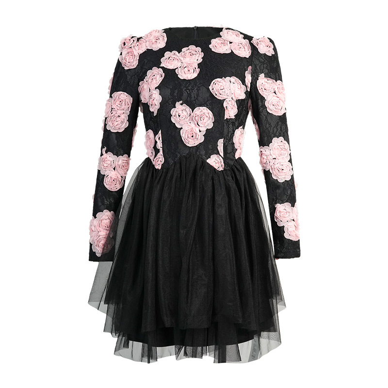 France style flowers formal dress stereoscopic dress