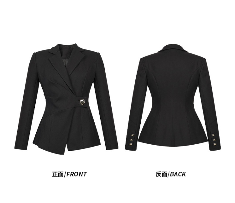 Slim pinched waist tops black commuting coat