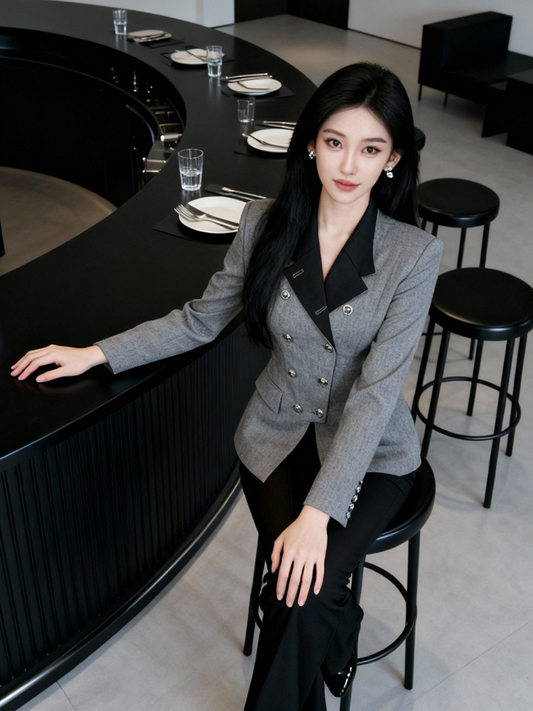 Slim temperament business suit mixed colors tops for women